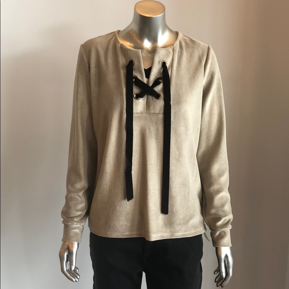NWT DREW Tie up suede sweater.
